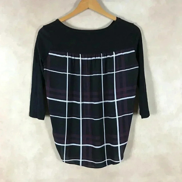 LOFT Mixed Fabric 3/4 Sleeve Hi-Low Top - Picture 5 of 6